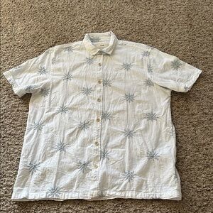 Folk White and Blue Palm Print Shirt